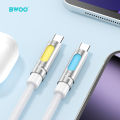 BWOO BO-X325C-C Type-C to Type-C PD 240W 1.2 Meter Skin Friendly Liquid Silicone Aroma Therapy with RGB Light Charging & Data Cable.
