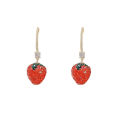 High-end diamond-encrusted red strawberry earrings Trendy niche personality simple super fairy net red ear hooks Fashion earrings.