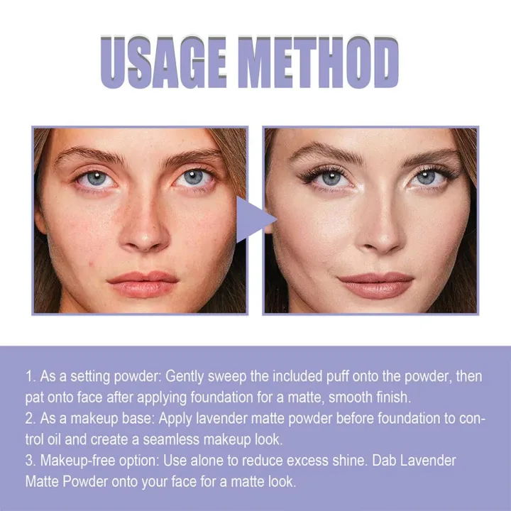 New%20Oil%20Control%20Matte%20Pressed%20Powder%20With%20Lavender%20Extract%20For%20Long%20Lasting%20Shine-free%20Makeup%20Women's%20Face%20V2Y5%20-%20Image%206