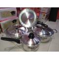 New Kiam 7-Piece Cookware Set Pure Aluminium - Includes Casserole- Fry Pan- Karai- Milk Pan- And Lids- Perfect For Home Use.