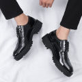 Platform High Heel 4/7/9 CM Height Increase Casual Men Brogue Patent Leather Shoe Man Oxford Dress Shoes Elevator Formal Wedding KEEMEEUYZO.