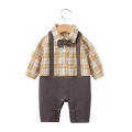Baby boy strap one-piece Ha clothes British style baby gentleman clothes spring and autumn long sleeve newborn leave two climbing clothes. 