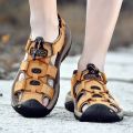 ZUNYU New Male Shoes Leather Men Sandals Summer Men Shoes Beach Sandals Man Fashion Outdoor Casual Sneakers Size 48.
