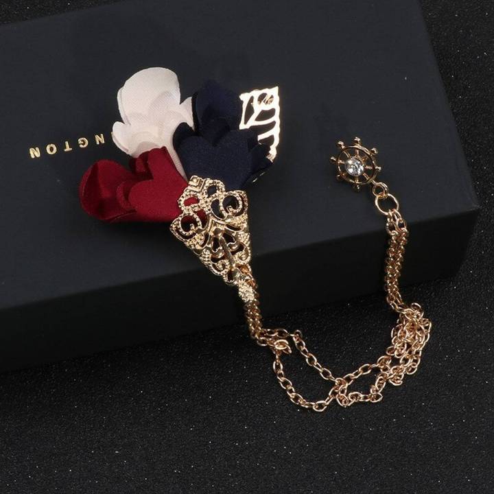 Flower Bouquet Chest Brooch Tassel Pin For Men Suit Fashion Accessories