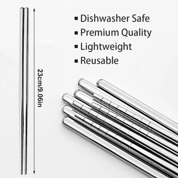 Stainless%20Steel%20Chopsticks%20Reusable%20Silver%20Lightweight%20304%20Metal%20Chopsticks%20Dishwasher%20Safe%20-%205%20Pairs%20(Silver)%20-%20Image%207