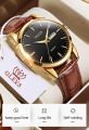 OLEVS 6898 Chocolate PU Leather Analog Watch For Men - Black & Chocolate.