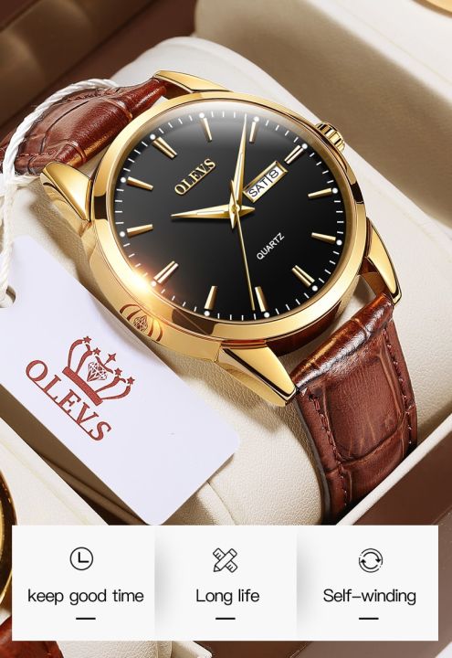 OLEVS%206898%20Chocolate%20PU%20Leather%20Analog%20Watch%20For%20Men%20-%20Black%20&%20Chocolate%20-%20Image%205