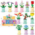 GC Creative Flower Building Blocks Simulation Bouquet Potted Building Bricks Toys For Home Decoration.