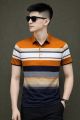 New Men Polo Shirt Striped Short Sleeve Business Casual Cotton Top. 