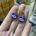 HECHENG,1 pair,Love Heart Shape Evil Eyes Drop Earrings For Women Vintage Statement Crystal Dangle Jewelry.