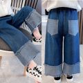 Girls' wide-leg pants spring new Korean version of foreign casual loose jeans for small children. 