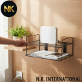 Premium Router Stand | Metal Wire Wall Mounted Router Shelf Black, Space Saving Floating Bracket Holder for Wireless WiFi Routers, Set-Top Boxes, Small Media Players, Cable Management Rack, Sturdy Construction for Home and Office.