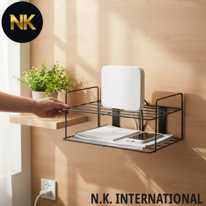 Premium Router Stand | Metal Wire Wall Mounted Router Shelf Black ...