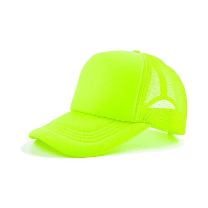 Plain Blank Neon Trucker Hat 5 Panel Summer Baseball Cap Mesh Back Snapback Adjustable