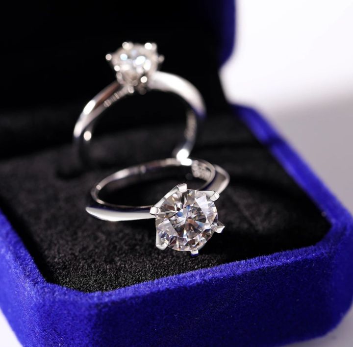 Solid 14K White Gold Plated Natural Diamond Cut Wedding Engagement Promise Ring For Women Ring For Girls