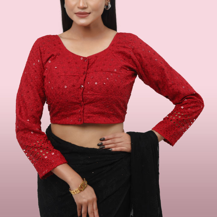 Attractive%20Full%20Sleeve%20Chicken%20Curry%20Blouse%20for%20Girls,%20Traditional%20Style%20-%20Image%202