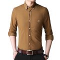 Men's Thick Fabric Shirts And Blouses Solid Color Long Sleeve Casual Slim Fit Formal Business Dress Up Tops Shirt Clothing. 