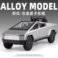 1:28 Tesla Cybertruck Diecast Metal Alloy Model car Sound Light Pull Back Collection Kids Toy Gifts. 