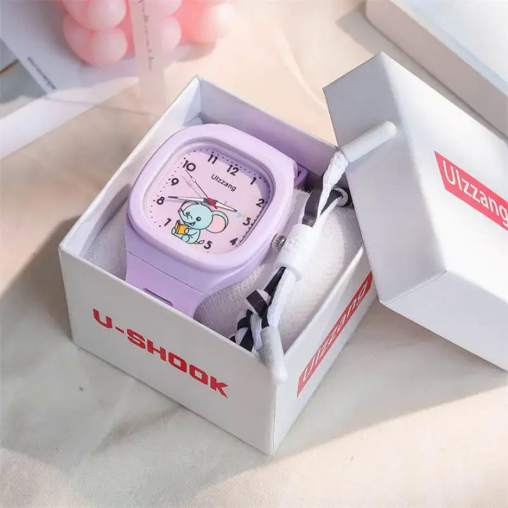 New lovely cartoon kids watch square luminous watch fashion silicone sports watch for students luminous watch