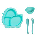 Cartoon children's dinner plate plastic compartment baby meal plate baby food bowl fork spoon feeding tableware food compartment set. 