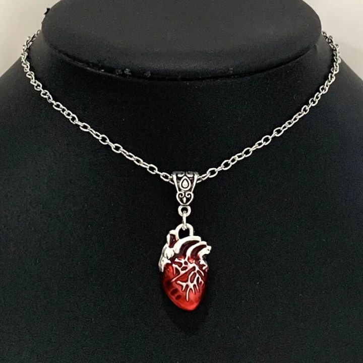 Aesthetic Goth Drip blood cardiac Pendant Necklace Choker Collar Grunge Egirl Goblincore Women Men Accessories Jewelry