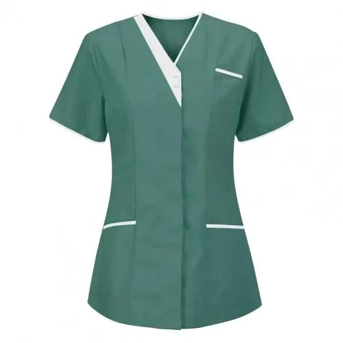 60%25HOT%20Healthcare%20Nurse%20Robe%20Nurse%20Clothing%20T-Shirt%20V%20Neck%20Pocket%20Short%20Sleeve%20Button%20Nursing%20Staff%20Uniform%20Clothing%20Beauty%20Salo%20-%20Image%202