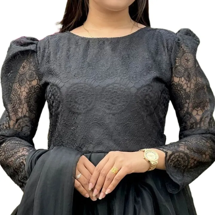 Dream%20Designer%20Black%20Barbie%20Gown%20Made%20by%20Premium%20Soft%20organza%20Tissue%20and%20net%20For%20Women%20-%20Image%203