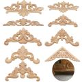 Multi-styles Furniture Parts Wall Door Decoration wooden Figurines Crafts Corner Appliques Frame Wood Carved Woodcarving Decorative. 