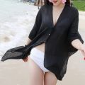 Cover Ups For Swimwear Women Elegant Solid Thin Mesh Beachwear Bikini Beach Dress Bikini Swimwear Cover Up Top. 