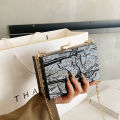 Shoulder bag, Chaoshang Ice Crack, Personality Gold Box Bag, 2022 Korean Edition, ins Internet celebrity girl, foreign hand-held oblique. 