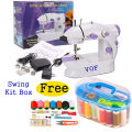 8 in 1 Mini Sewing Machine - Dual Speed Portable Mini Electric Pedal Double Threads Rewind Swing Machine. 