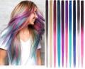 Party Highlights Colorful Clip in Synthetic Hair Extensions in Multiple Colors /Clip In Hair Extensions Synthetic Funky Streaks Party Colorful Highlight(10 Pieces). 
