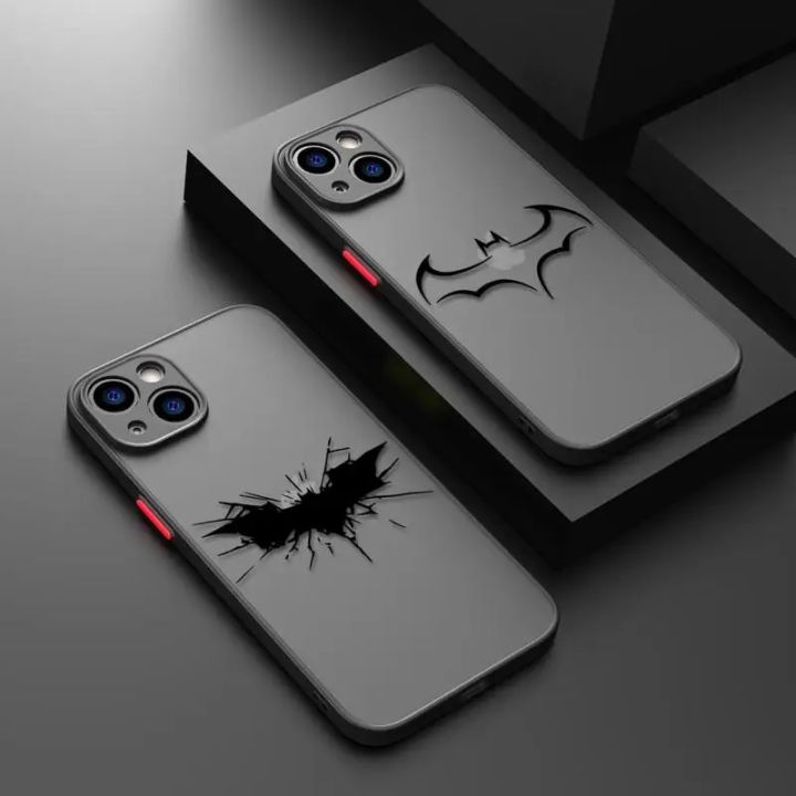 Superheros Batman LOGO Clear Matte Phone Case For iPhone 15 11 14