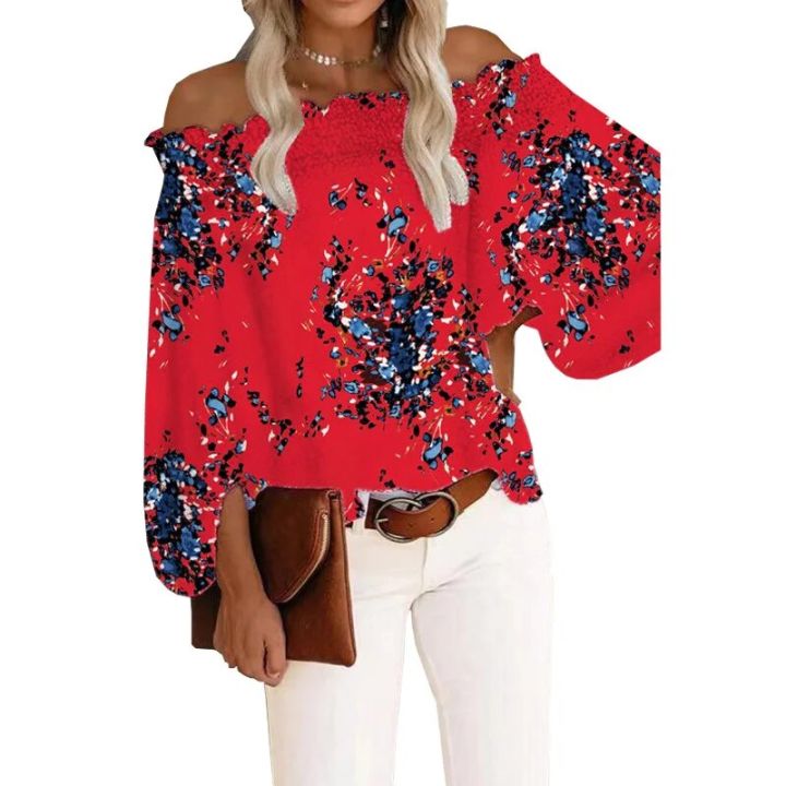 Elegant%20Blouse%20Flower%20Autumn%20Off%20Shoulder%20Long%20Sleeve%20Chiffon%20Shirt%20Lantern%20Sleeve%20Loose%20Top%20Lady%20-%20Image%204