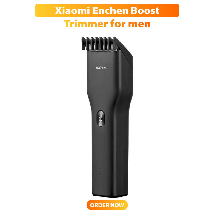 Xiaomi Enchen Boost Premium Black Electric Trimmer for Men, Wet & Dry Grooming, Rechargeable with Anti-Dust Cover