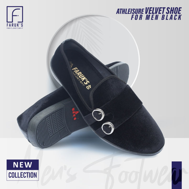 Athleisure - Avant Grade - Highly Sustainable - Velvet Shoe For Men Black -Loffer - Durabilty Assured - Well Inspired & Crafted