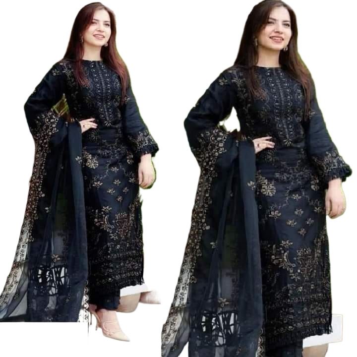Georgette Embroidery New Stylish Semi Stitched Party Shalwer Kameez 4 pcs for Women