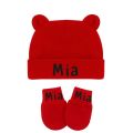 Custom Name Newborn Baby Cotton Beanies Hospital Hat and Mittens Set Solid Candy Color Stretchy Infant Warm Cap Gloves 0-1 Years.
