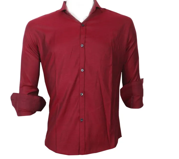 Maroon%20Solid%20Cotton%20Long%20Sleeve%20Casual%20Shirt%20for%20Men%20-%20Image%203
