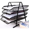 4-Tier File Rack Metal Mesh Letter Tray Triangular Rack Desk Document Organizer File Tray for Office/School/Home.