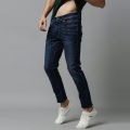 Slim-fit Stretchable Denim Jeans Pant For Men - Dark Blue. 