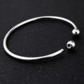 REGELIN 2pcs/lot Unscrew European Adjustable Cuff Open Bangles for Women Expandable Wire Bangles Bracelets With Bead Charms.