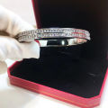 [02] foreign trade titanium steel jewelry wholesale fashion party dinner wear item double row diamond bracelet. 
