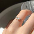 【beauty code store】Shiny Cute Butterfly Zircon Rings Women Girls Minimalist Ring Adjustable Silver Color Ring Jewelry Demoo. 