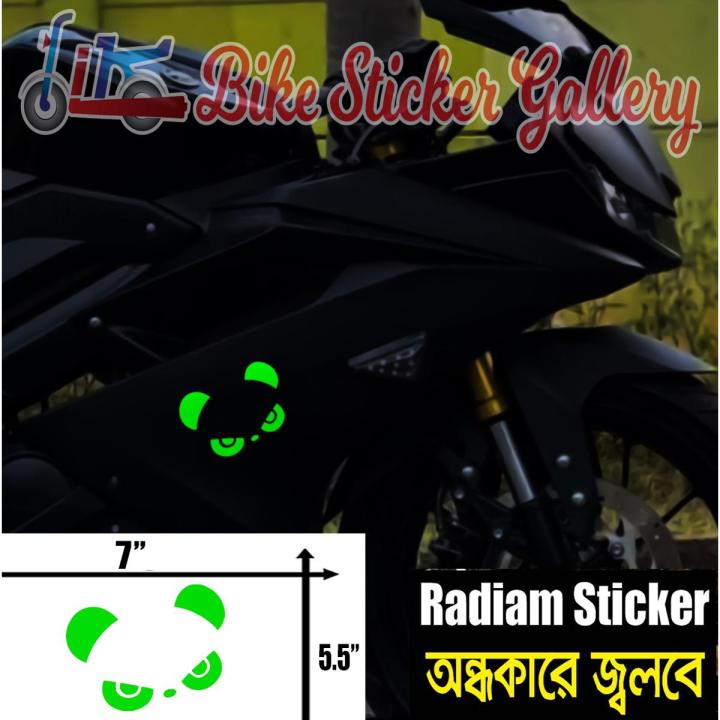 Bike Radium Sticker - Angry Panda Eye / Glow in the dark ( Waterproof & Premium quality)/ Bike Sticker Gallery