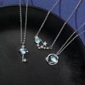 Fantasy Planet Necklace Female Student Good Friend Korean Style Trendy Simple Clavicle Chain Pendant Necklace for Women Girls Girlfriends Birthday Gifts.