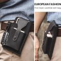 New Fashionable Retro Leather Men's Waist Bag Multifunctional Male's Bag Wear Belt Mobile Phone Box Running Work Site Work alltime.