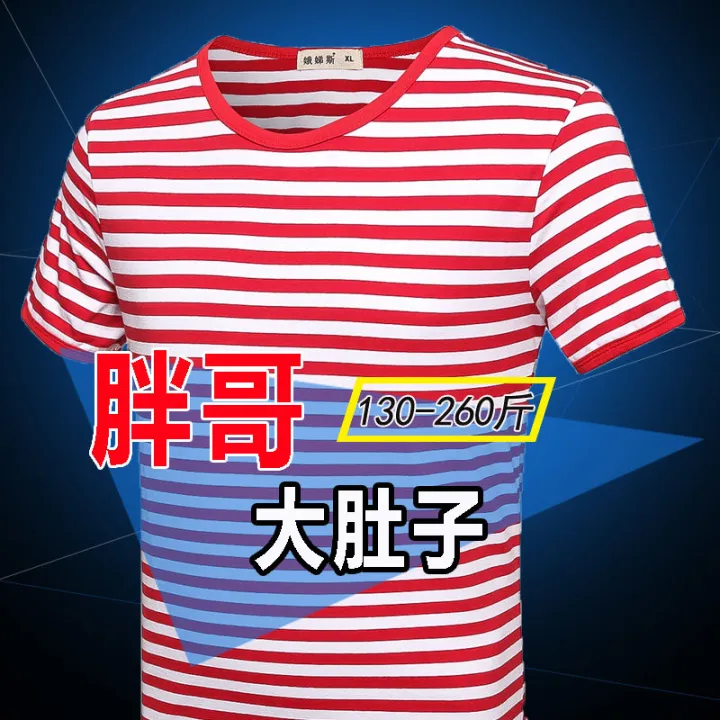 Summer%20plus-Sized%20plus%20Size%20Men's%20Short%20SleeveTT-shirt%20Overweight%20Man%20Large%20Men's%20Striped%20Navy-Striped%20Shirt%20ShirtT%20-%20Image%204