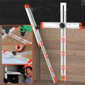 1 Piece 2-In-1 Drilling Positioning Ruler, T Square Ruler Woodworking Ruler, Aluminum Alloy Cabinet Hardware Jig Tool,Multi Angle Measuring Ruler. 