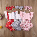 2PCS Newborn Infant Baby Girl Polka Dot Romper Jumpsuit Clothes Floral Outfit. 